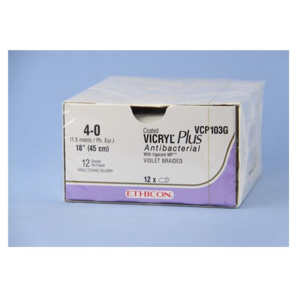Ethicon Inc,a J & J Company Suture 4-0 Tcs/Pg910 No Needle Coated Vicryl Plus Violet 18" 12/Bx - VCP103G