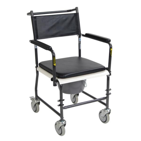 Drive Medical Designs Commode Patient 350Lb Blk/Slvr Vn 4 Swvl Cstr/2 Lk 22.25X19.75" Prtbl Ea - 11120SV-1