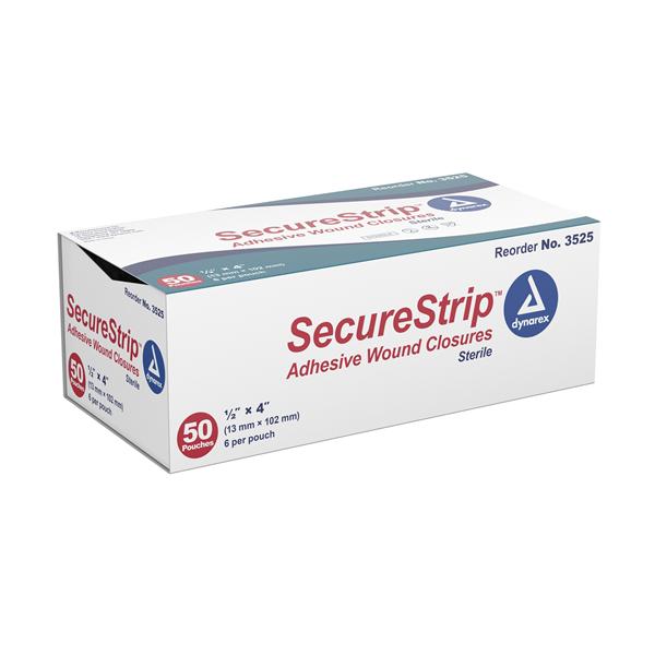 Dynarex Corporation Strip Wound Closure Secure Strip 1/2X4" Porous White 6X50 Count 6X50/Bx, 4 Bx/Ca - 3525