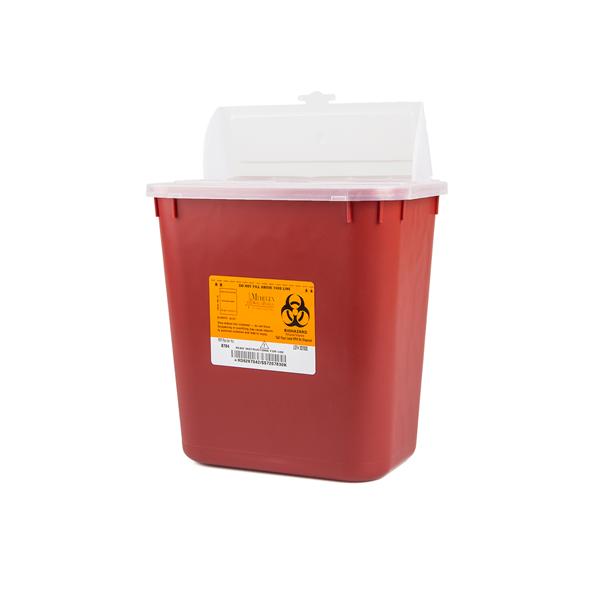 Medegen Medical Products, Container Sharps 2Gal Large Polypropylene Red/Black Ea, 24 Ea/Ca - 8704