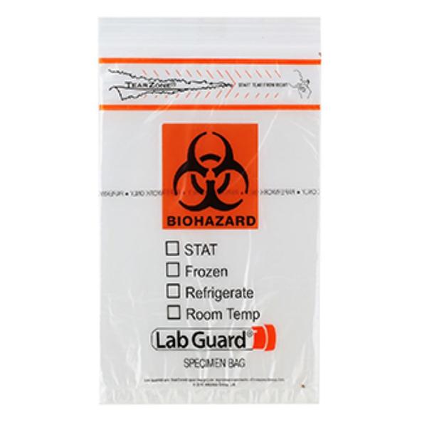 Medegen Medical Products, Specimen Transport Bag Clear/Black/Orange Zip/ Flap Closure With Pouch 1000/Ca - 4075