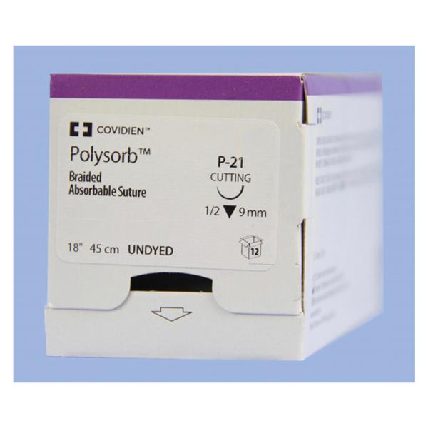 Medtronic MITG-Covidien Suture 5-0 Polyester P-21 Polysorb Undyed 18" Braid 12/Ca - SL1644G