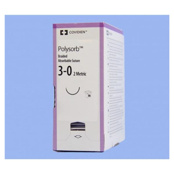 Medtronic MITG-Covidien Suture 3-0 Polyester Gs-22 Polysorb Undyed 30" Braid 36/Ca - CL829