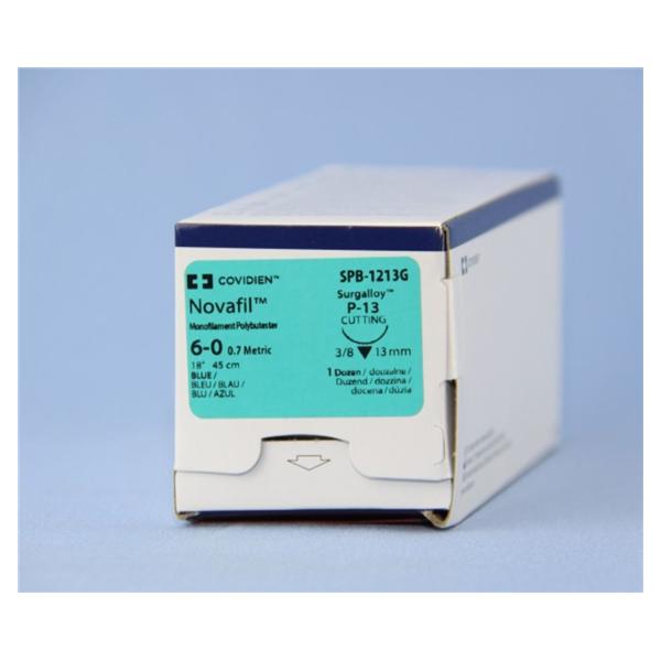 Medtronic MITG-Covidien Suture 6-0 Polybutester P-13 Novafil Blue 18" Monofilament 12/Ca - SPB1213G