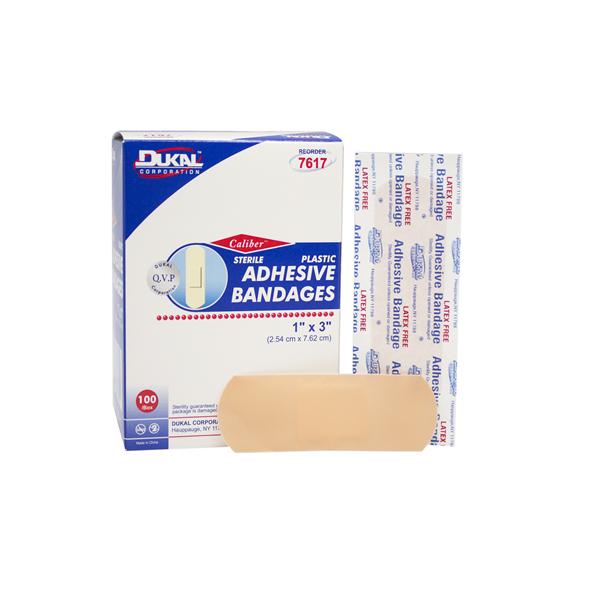 Dukal Corporation Bandage Strips Plastic Caliber 1X3" Flexible Flesh Lf 100/Box, 24 Bx/Ca - 7617