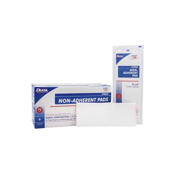 Dukal Corporation Pad Film 3X8" Sterile Non-Adherent White Absorbent Lf 75/Box, 8 Bx/Ca - 138