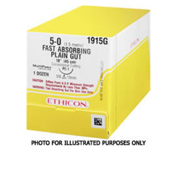 Ethicon Inc,a J & J Company Suture 1-0 Plain Gut No Needle Gut Plain Yellowish Tan 54" Monofilament 36/Bx - S105H