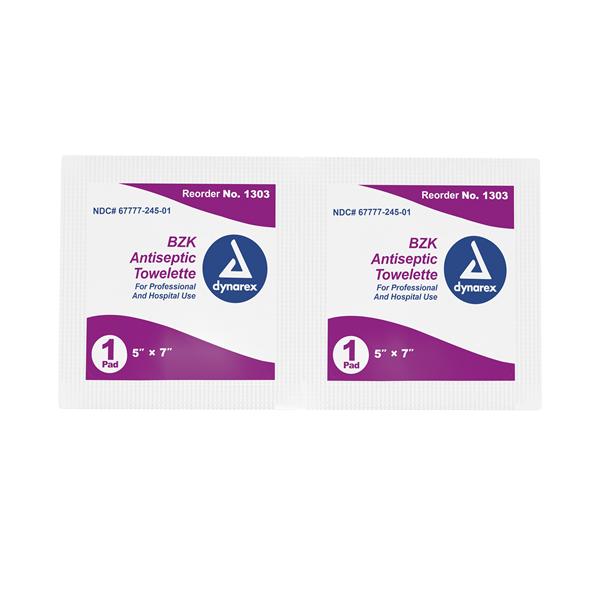 Dynarex Corporation Towelette Antiseptic Benzalkonium Fragrance Free 100/Bx, 10 Bx/Ca - 1303