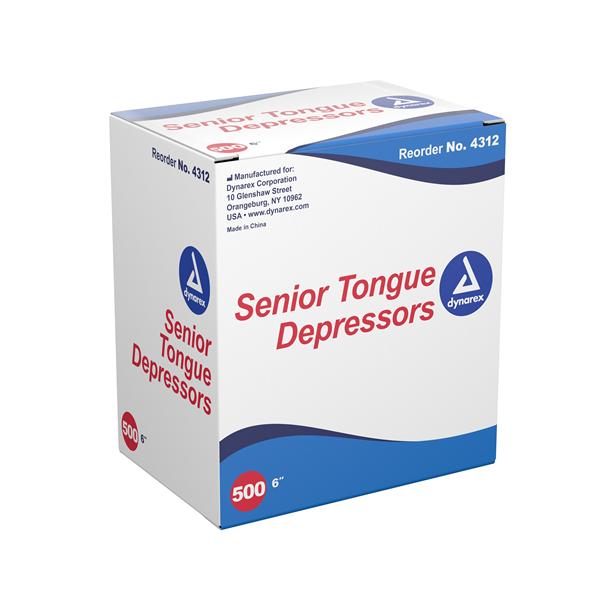 Dynarex Corporation Tongue Depressor Wood Non Sterile Senior 500/Bx, 10 Bx/Ca - 4312