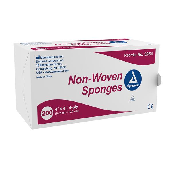 Dynarex Corporation Sponge Gauze All-Gauze 100% Cotton 4X4" 4 Ply Non-Woven Non-Sterile Lf 2000/Ca - 3254