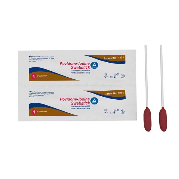 Dynarex Corporation Swabstick Prep Pvp Iodine 10% 1'S 50/Bx, 10 Bx/Ca - 1201