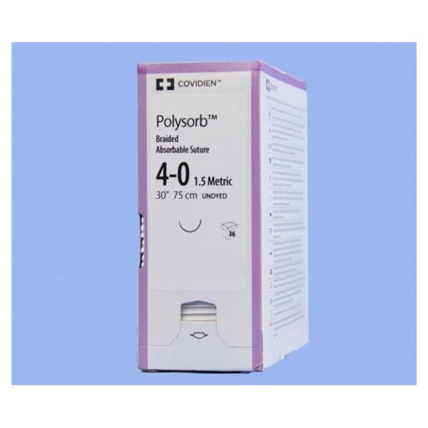 Medtronic MITG-Covidien Suture 4-0 Polyester V-20 Polysorb Undyed 30" Braid 36/Ca - GL321