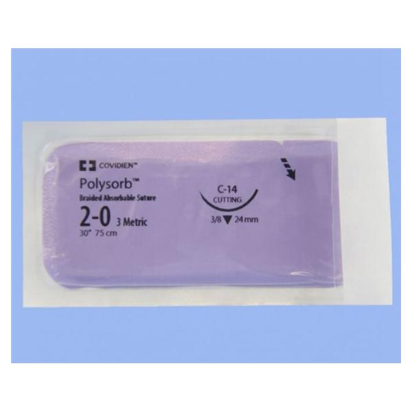 Medtronic MITG-Covidien Suture 2-0 Polyester C-14 Polysorb Violet 30" Braid 36/Ca - CL823