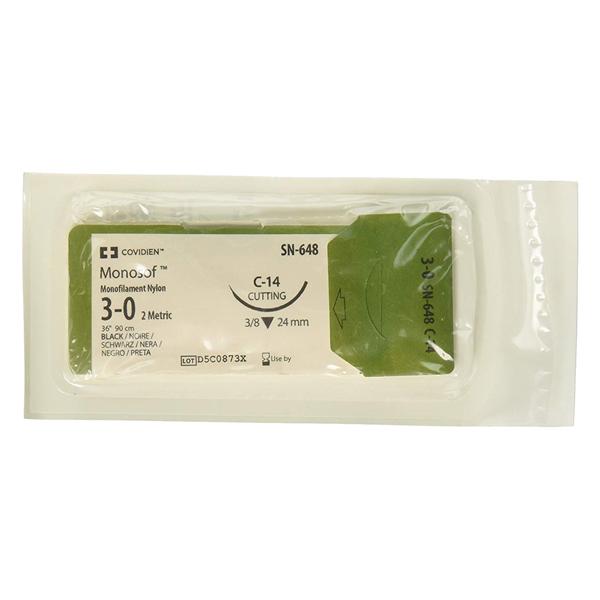 Medtronic MITG-Covidien Suture 3-0 Nylon C-14 Monosof Black 36" Monofilament 36/Ca - SN648