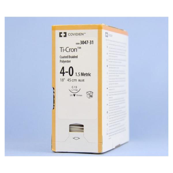 Medtronic MITG-Covidien Suture 4-0 Polyester C-13 Ti-Cron Blue 18" Braid 36/Ca - 8886304731