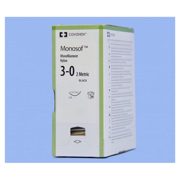 Medtronic MITG-Covidien Suture 3-0 Nylon P-12 Monosof Black 18" Monofilament 36/Ca - SN5669