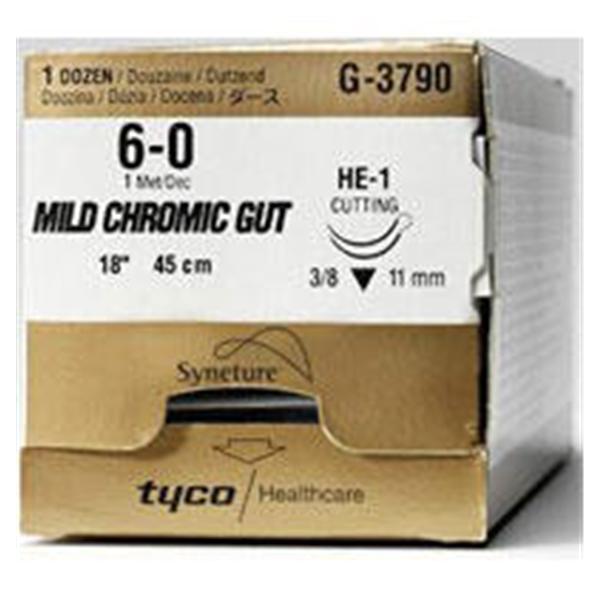 Medtronic MITG-Covidien Suture 6-0 Chromic Gut He-1 Surgigut Undyed 18" Monofilament 12/Ca - G1790K