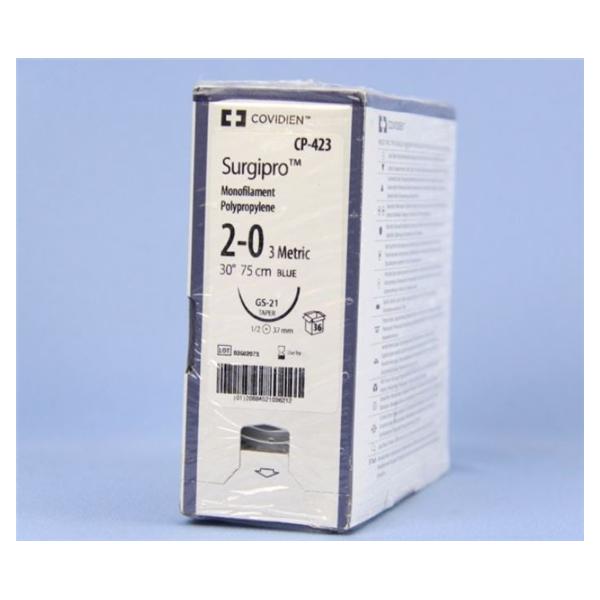 Medtronic MITG-Covidien Suture 2-0 Polypropylene Gs-21 Surgipro Blue 30" Monofilament 36/Ca - CP423