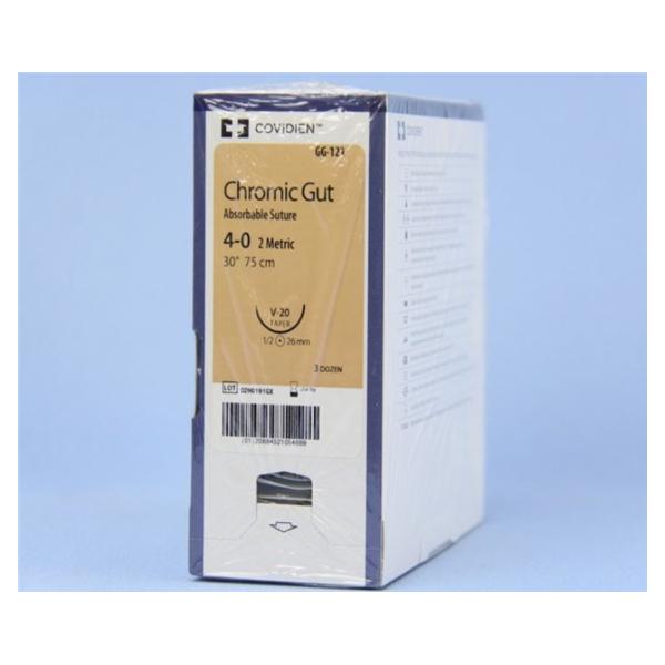 Medtronic MITG-Covidien Suture 4-0 Chromic Gut V-20 Surgigut Undyed 30" Monofilament 36/Ca - GG121