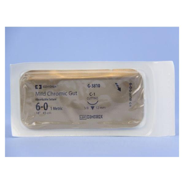 Medtronic MITG-Covidien Suture 6-0 Chromic Gut C-1 Collagen Undyed 18" Monofilament 12/Ca - G3810