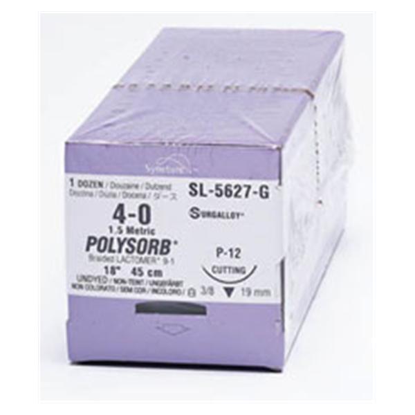 Medtronic MITG-Covidien Suture 4-0 Polyester P-12 Polysorb Undyed 18" Braid 12/Ca - SL5627G