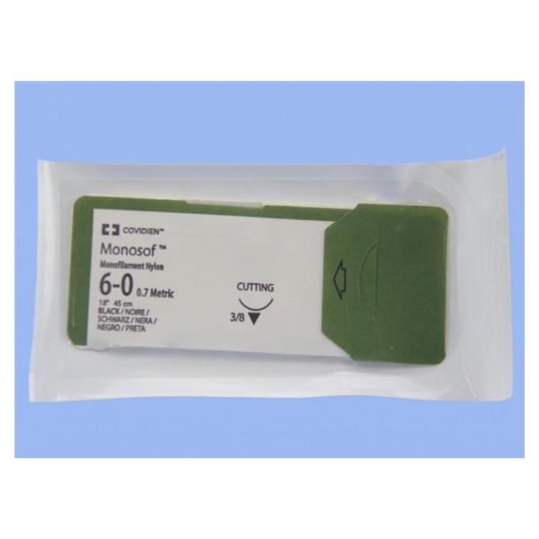Medtronic MITG-Covidien Suture 6-0 Nylon P-13 Monosof Black 18" Monofilament 12/Ca - SN5696G