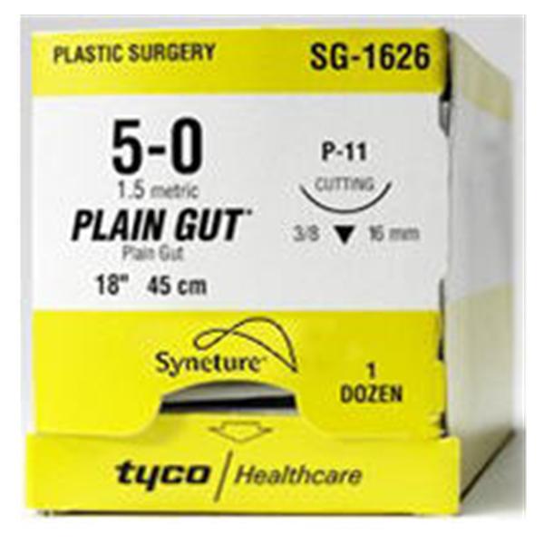 Medtronic MITG-Covidien Suture 5-0 Plain Gut C-1 Surgigut Undyed 18" Monofilament 36/Ca - CG172