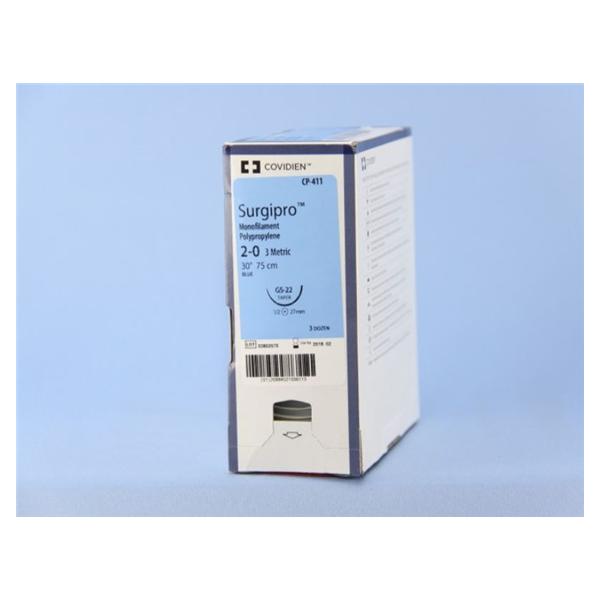 Medtronic MITG-Covidien Suture 2-0 Polypropylene Gs-22 Surgipro Blue 30" Monofilament 36/Ca - CP411