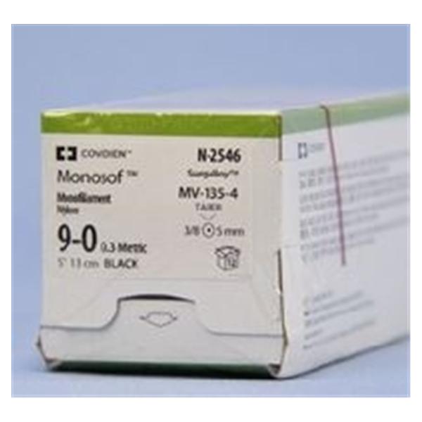 Medtronic MITG-Covidien Suture 9-0 Nylon Mv-135-4 Monosof Black 5" Monofilament 12/Ca - N2546