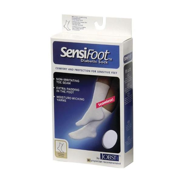 BSN Medical Socks Compression Diabetic Jobst Sensifoot Crew Length Cls Toe Md Unsx Wht 1/Pr - 110837