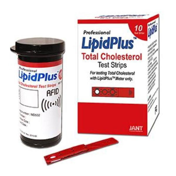 Jant Pharmacal Corp. Pro Lipid Plus Total Cholesterol Test Strips Clia Waived W/ Capillary Rods 10/Bx - MD532