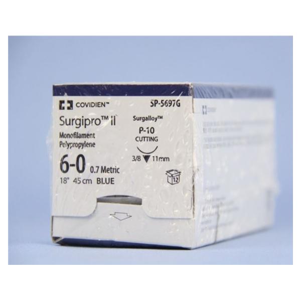 Medtronic MITG-Covidien Suture 6-0 Polypropylene P-10 Surgipro Ii Blue 18" Monofilament 12/Ca - SP5697G