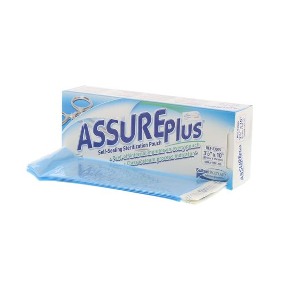 Dentsply Sirona Preventive Pouch Sterilization Assure Plus 3.5 In X 10 In Aqua Tint / White 200/Bx - 83005