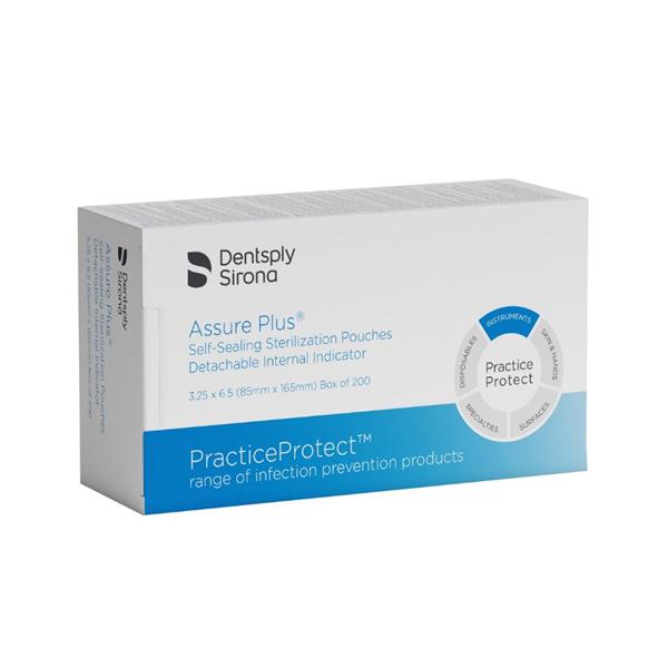 Dentsply Sirona Preventive Pouch Sterilization Assure Plus 3.5 In X 6.5 In Aqua Tint / White 200/Bx - 83000