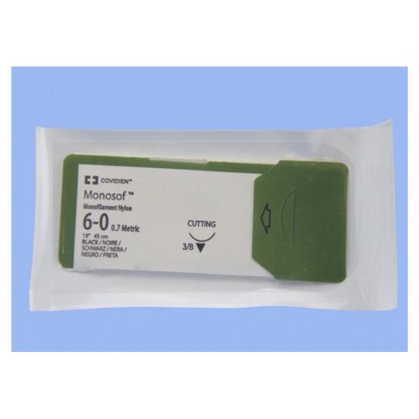 Medtronic MITG-Covidien Suture 6-0 Nylon P-11 Monosof Black 18" Monofilament 12/Ca - SN5767G