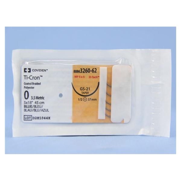 Medtronic MITG-Covidien Suture 0 Polyester Gs-21 Ti-Cron Blue 18" Braid 24/Ca - 8886326062