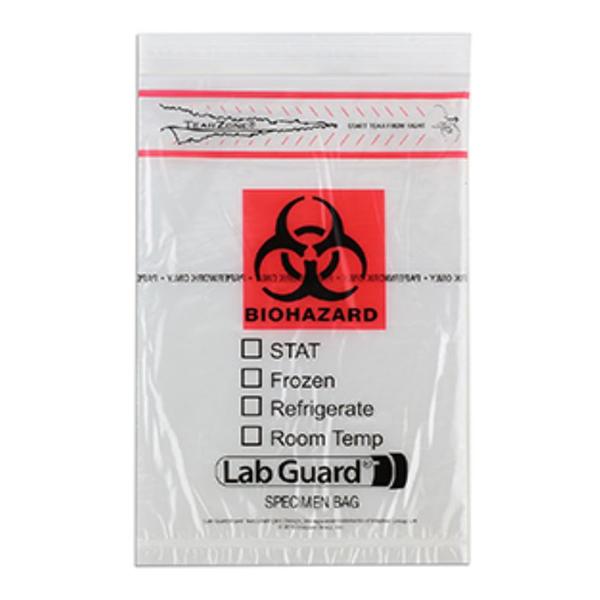 Medegen Medical Products, Specimen Transport Bag Clear/Black/Red Zip/ Flap Closure With Pouch 1000/Ca - 4914