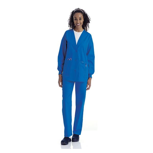 Landau Uniforms Cardigan Warm-Up 65% Polyester / 35% Cotton Womens Royal Blue Large 5 Pockets Ea - 7535-BEP-LGE