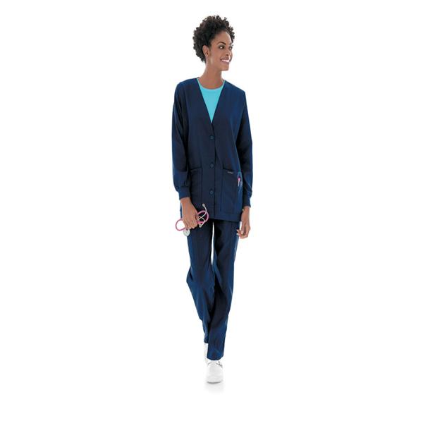 Landau Uniforms Cardigan Warm-Up 65% Polyester / 35% Cotton Womens Navy 3X Large 5 Pockets Ea - 7535-BNP-3XL