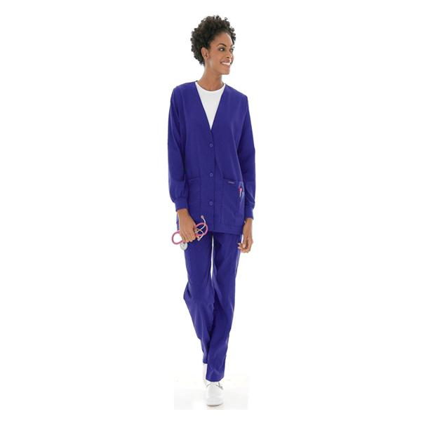 Landau Uniforms Cardigan Warm-Up 65% Polyester / 35% Cotton Womens Grape 2X Large 5 Pockets Ea - 7535-RPP-XXL