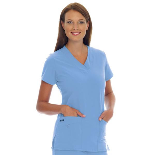 Jockey (TM) Scrubs Shirt Scrub Jockey 2206 Womens 2X Large Ceil Blue Ea - 2206-046-2X