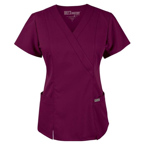 Grey's Anatomy (TM) Shirt Scrub Greys Anatomy 41101 Crossover Womens X-Large Wine Each - 41101-65-XL