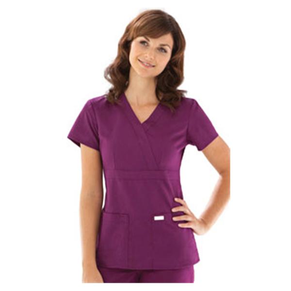 Grey's Anatomy (TM) Shirt Scrub Greys Anatomy 4153 Crossover Womens X-Small Wine Each - 4153-65-XS