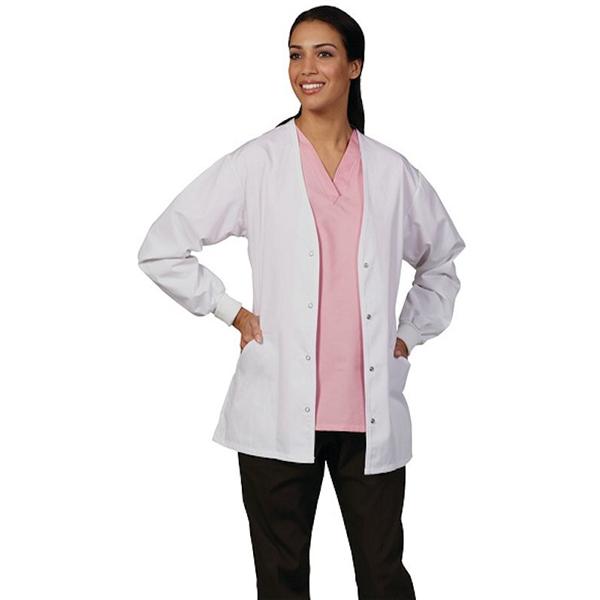 Fashion Seal Jacket Cardigan 65% Polyester / 35% Cotton Womens White Large 2 Pockets Ea - 7364-L