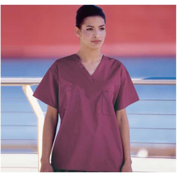 Fashion Seal Shirt Scrub Fashion Blend Unisex X-Small Cranberry Ea - 6789-XS