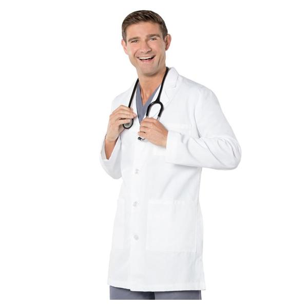 Landau Uniforms Lab Coat Knee Length 65% Polyester / 35% Cotton Mens White Size 40 37 In Ea - 3124-WWF-40