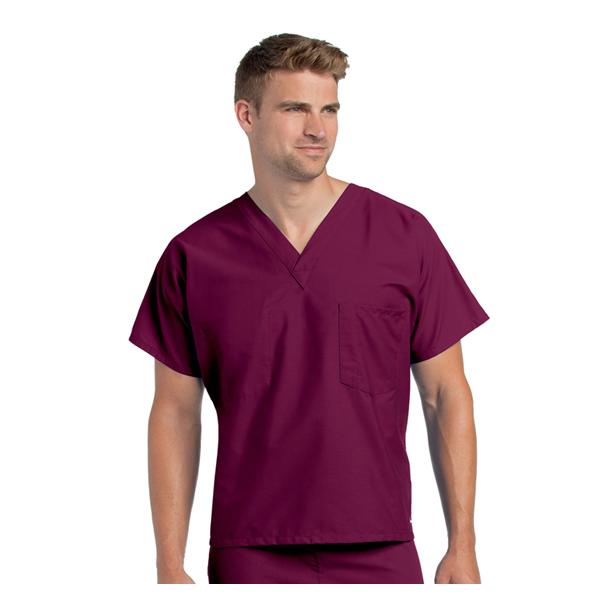 Landau Uniforms Shirt Scrub 65% Polyester / 35% Cotton Unisex Wine Xl Reversible 1 Pocket Ea - 7502-RWP-TXL