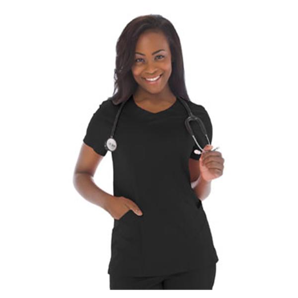 Landau Uniforms Shirt Scrub Smart Stretch 4066 Womens Large Black Ea - 4066-BKCH-L