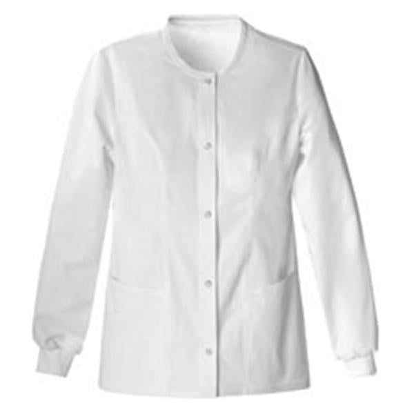 Luxe Jacket Warm-Up Poly/Ryn/Spndx Luxe W Wht Xl 27.5" 3Pkt Ea - 1330-WHTV-XL