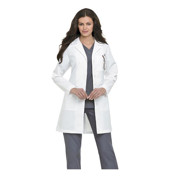 Landau Uniforms Lab Coat Polyester / Cotton Blend Womens White Size 0 38 In Ea - 3155 WWY-0